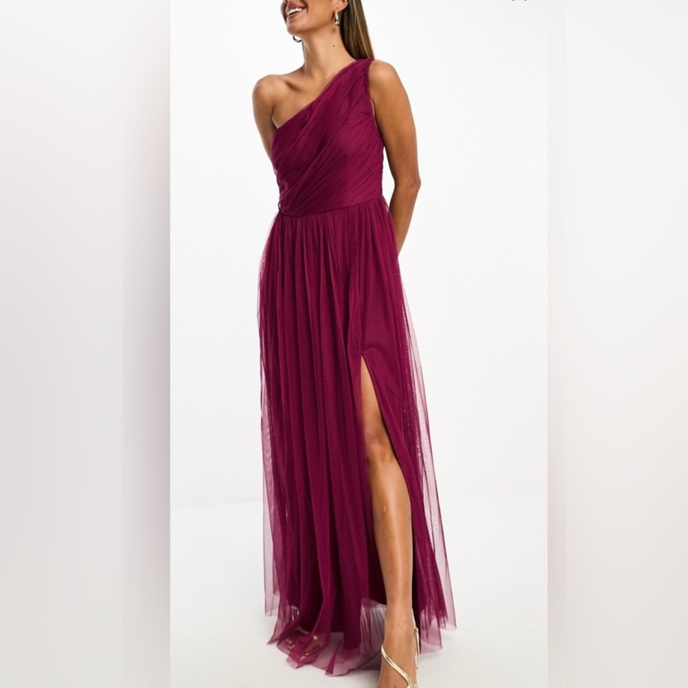 ASOS One Shoulder Burgundy Dress
